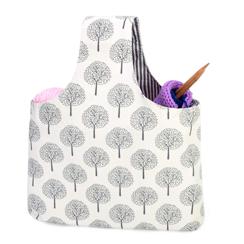 Teamoy Knitting Tote Bag(L12.2 x W7.5), Travel Project Wrist Bag for Knitting Needles(up to 11 Inches), Yarn and Crochet Supplies,Perfect Size for Knitting on The Go (Small, Tree) - Image 1